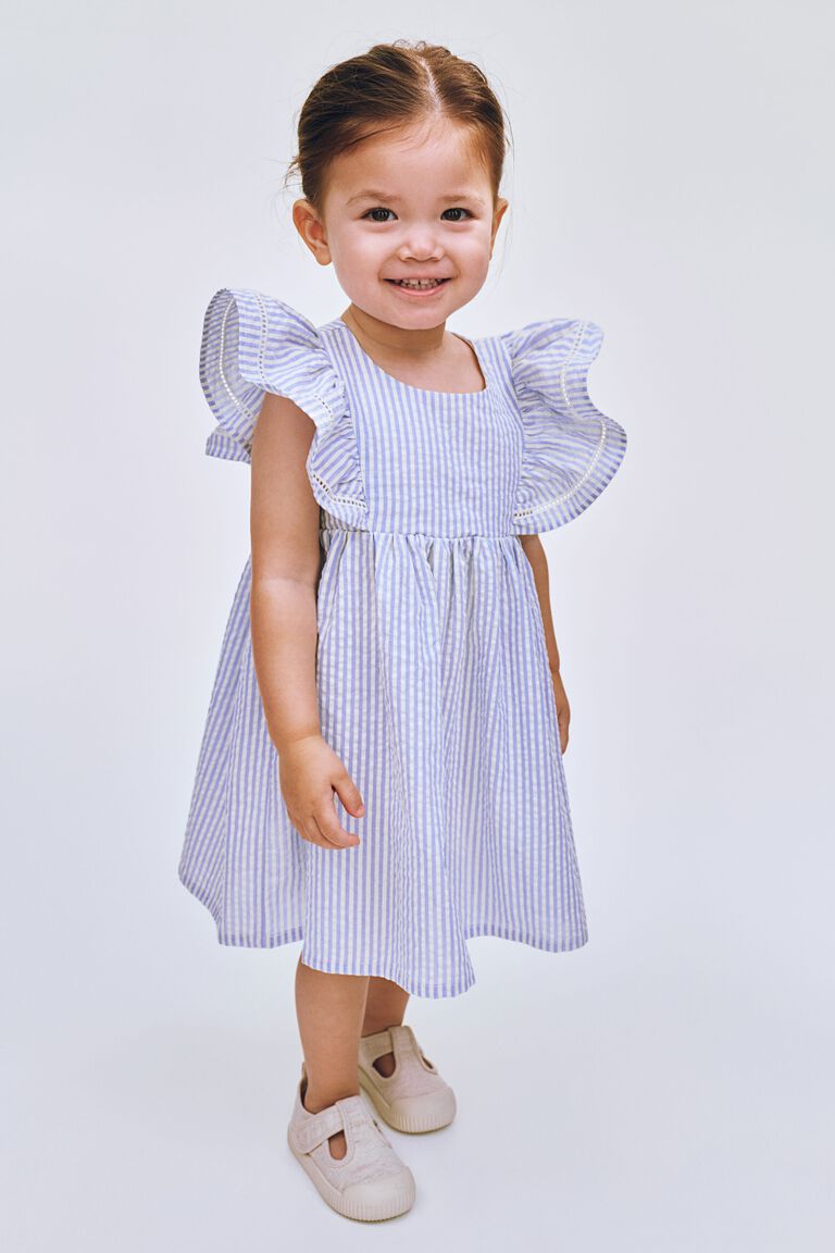 Flounce-trimmed cotton dress