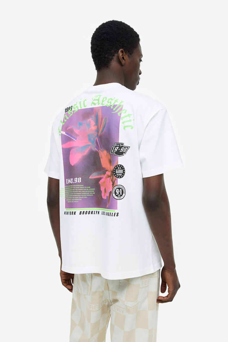 Acetate Loose Fit Letter Print Unisex T-Shirt