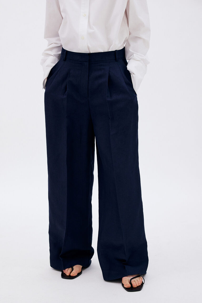linen and cotton blend trousers main image 0