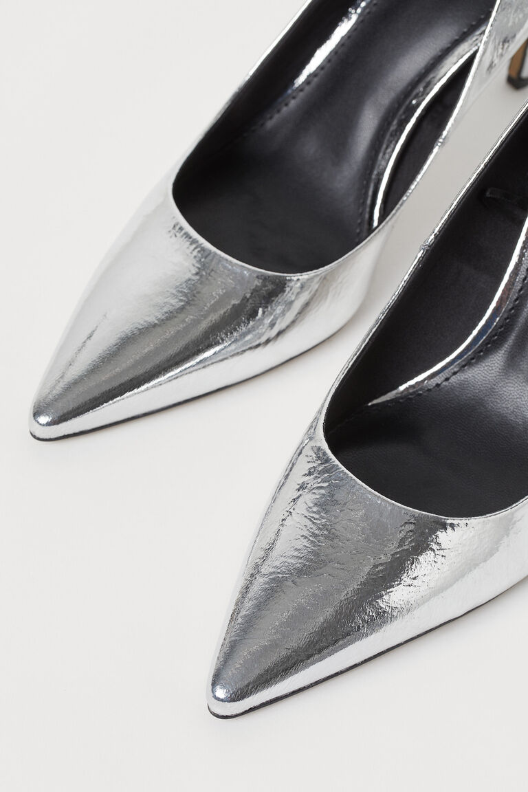 metallic court shoes
