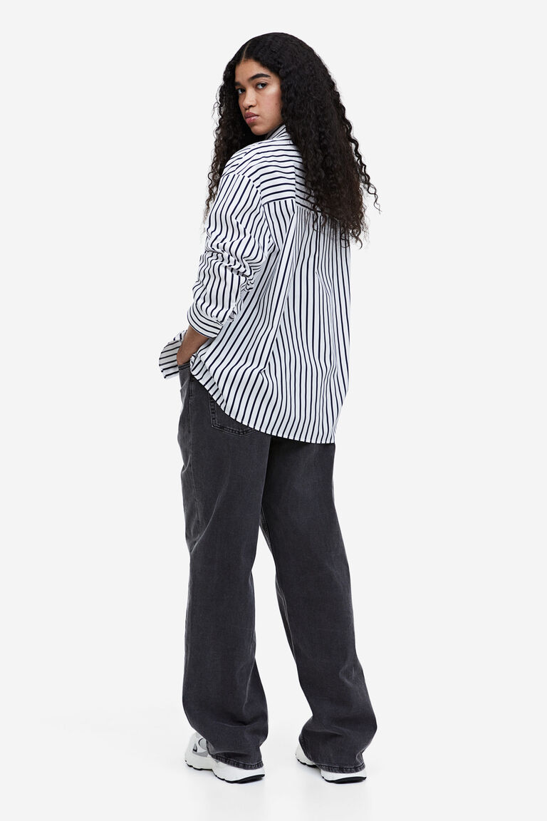 Plaid Check Poplin Armband Oversized Shirt