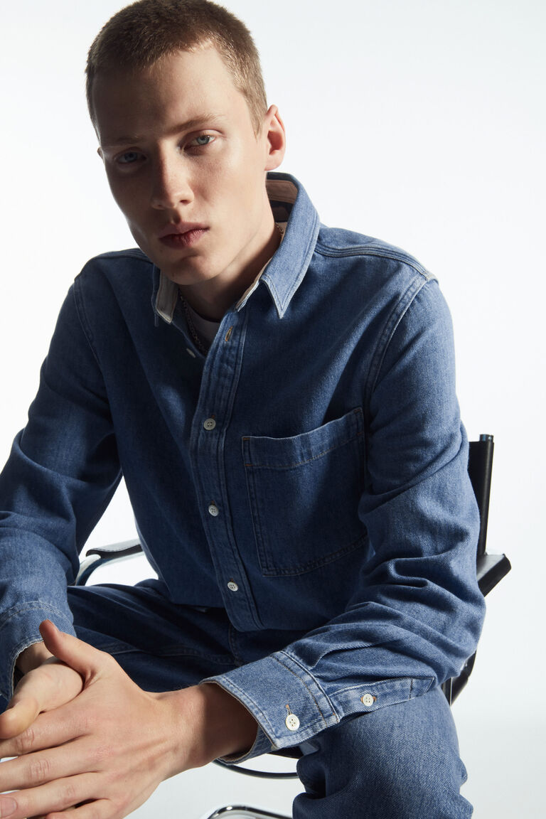 LINEN-BLEND DENIM SHIRT