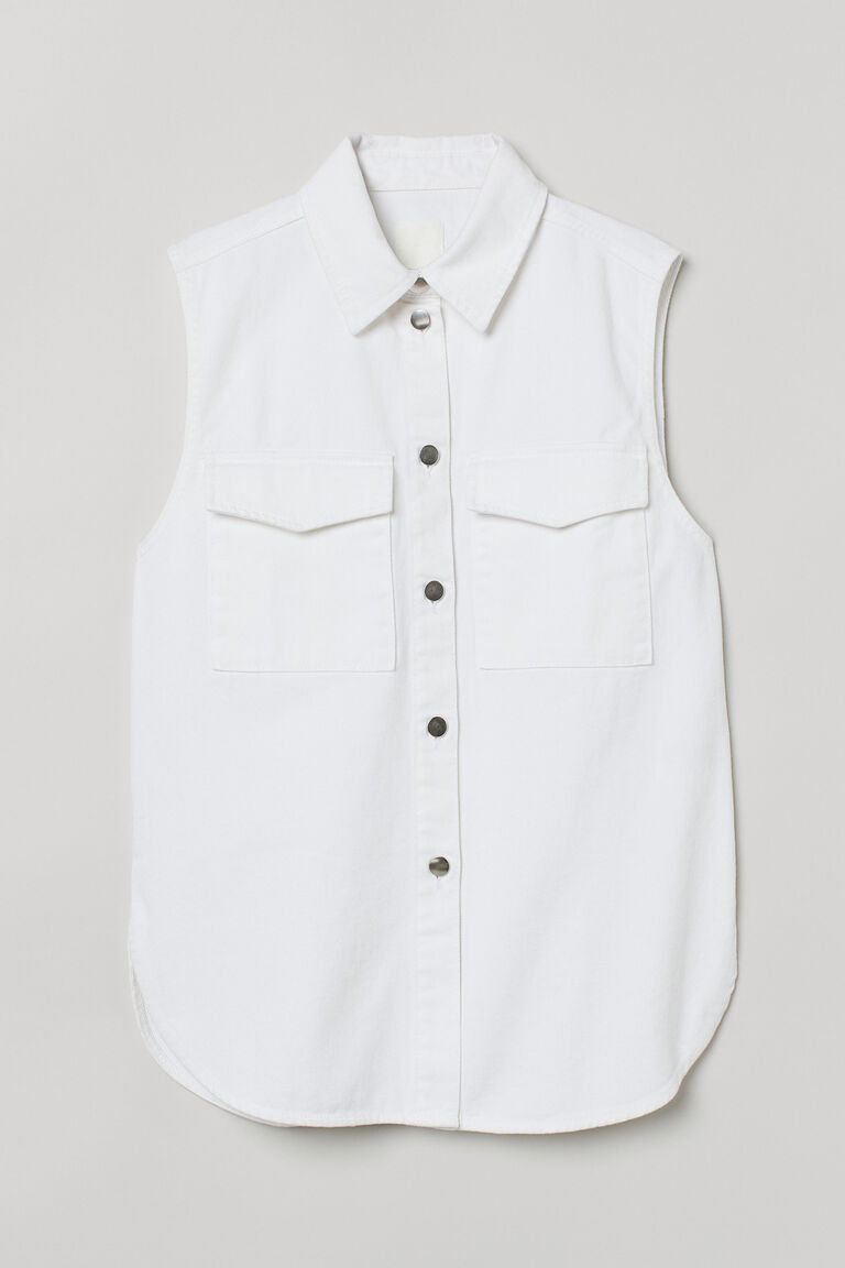 Sleeveless shirt jacket