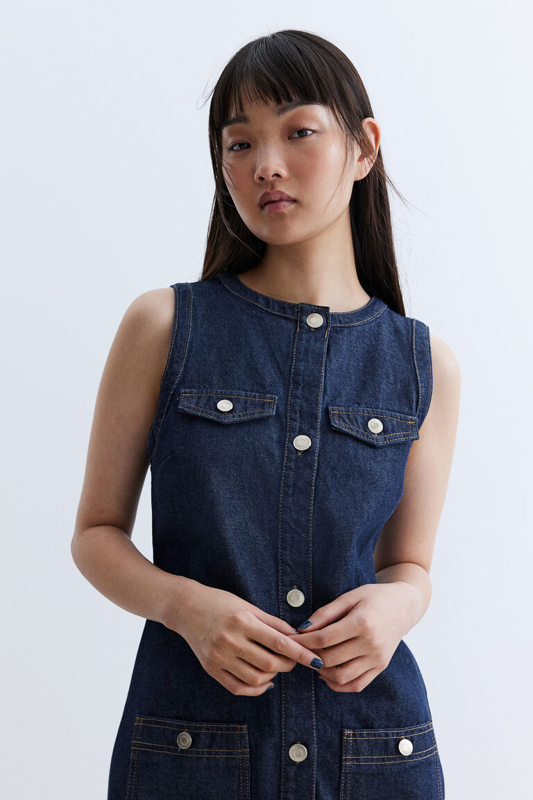 Denim Button Detailed Dress main image 1