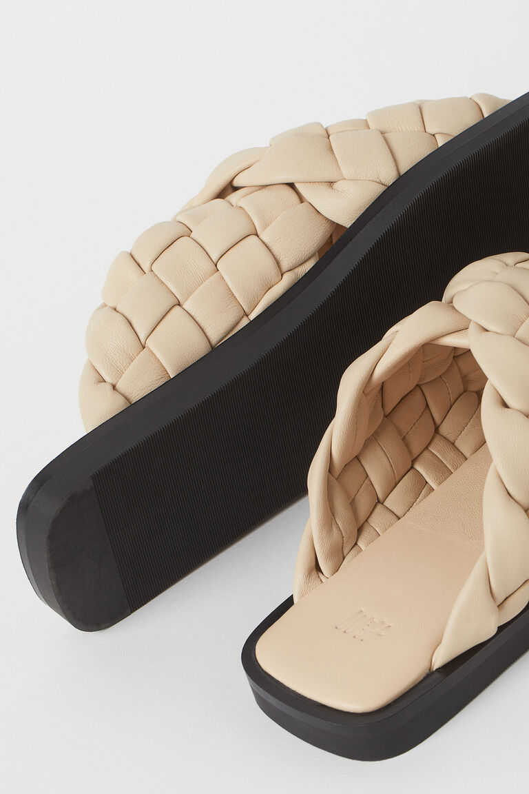 Braided leather slides
