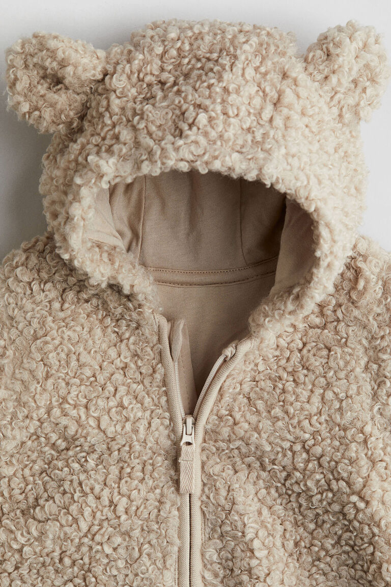 Hooded fluffy pramsuit