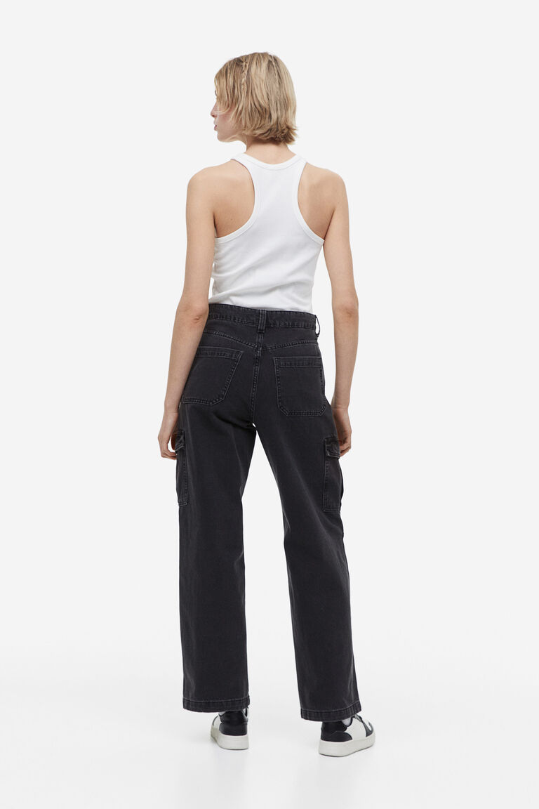 High-Waisted Baggy Cargo Jeans