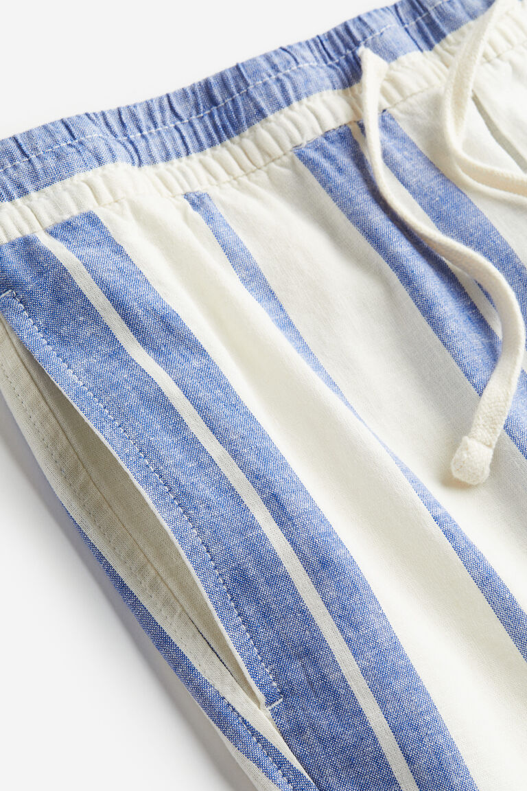 Keep Me Updated High Waist Linen Shorts Blue - Flattering Fit And Breathable Hundred Percent Linen