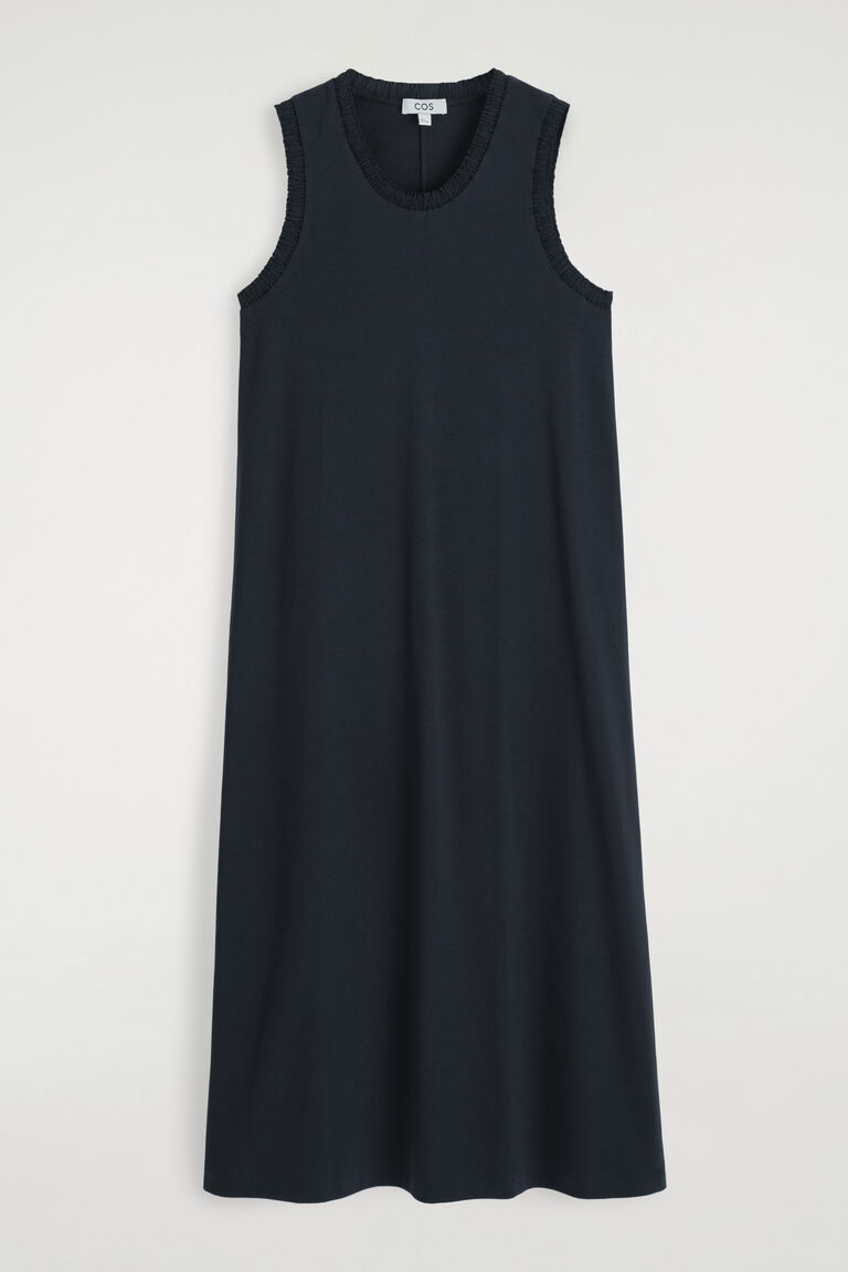 RUFFLED COTTON MIDI DRESS