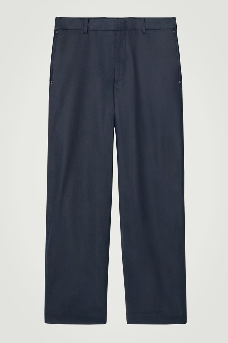 RELAXED COTTON STRAIGHT-LEG TROUSERS