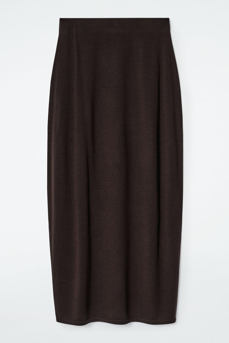 ROUNDED MERINO WOOL MAXI SKIRT