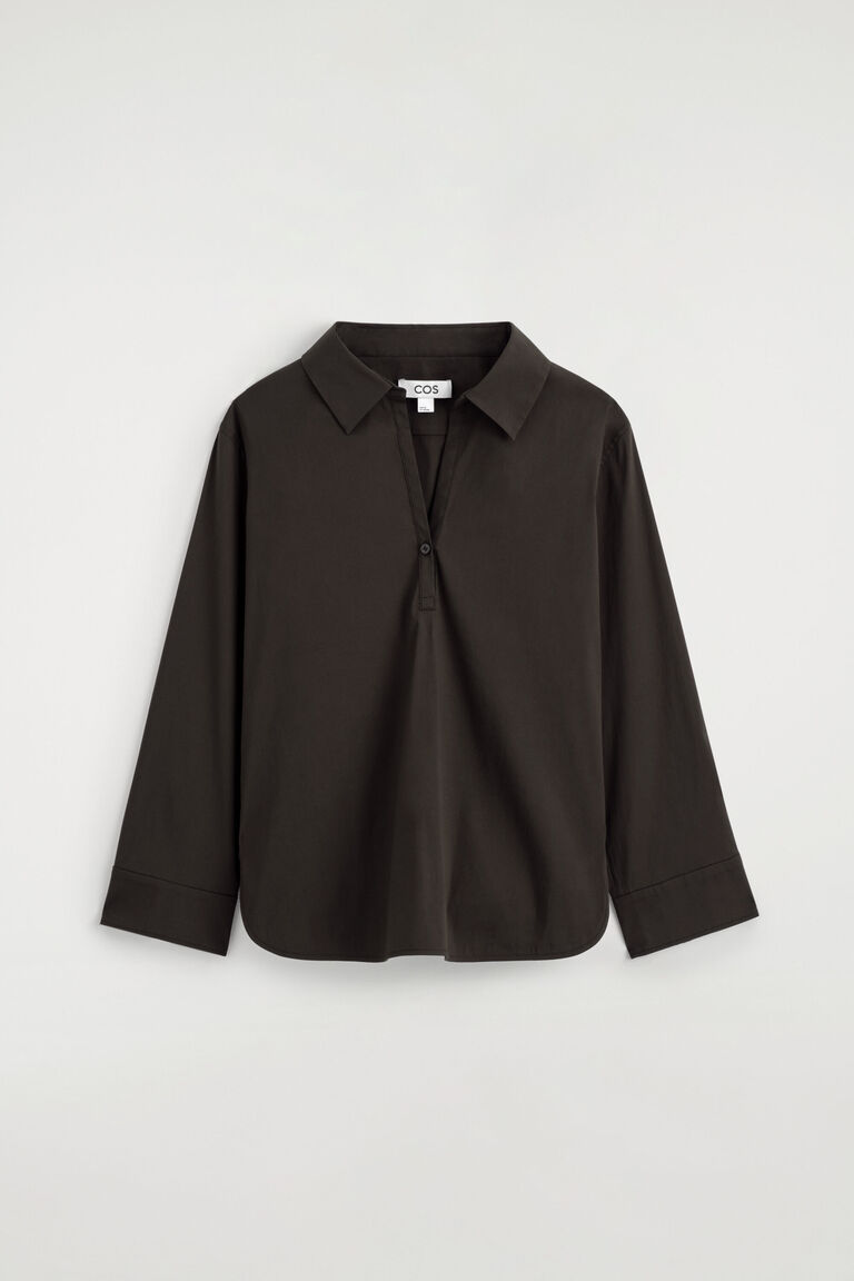 SLIM COTTON-POPLIN HALF-PLACKET SHIRT