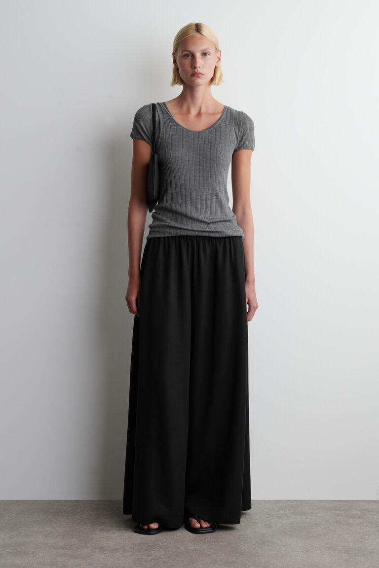 TWILL PALAZZO TROUSERS
