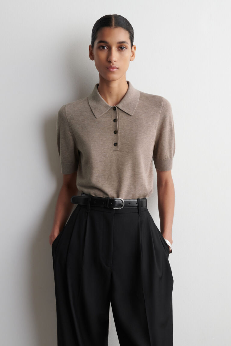 SHRUNKEN WOOL-BLEND POLO SHIRT