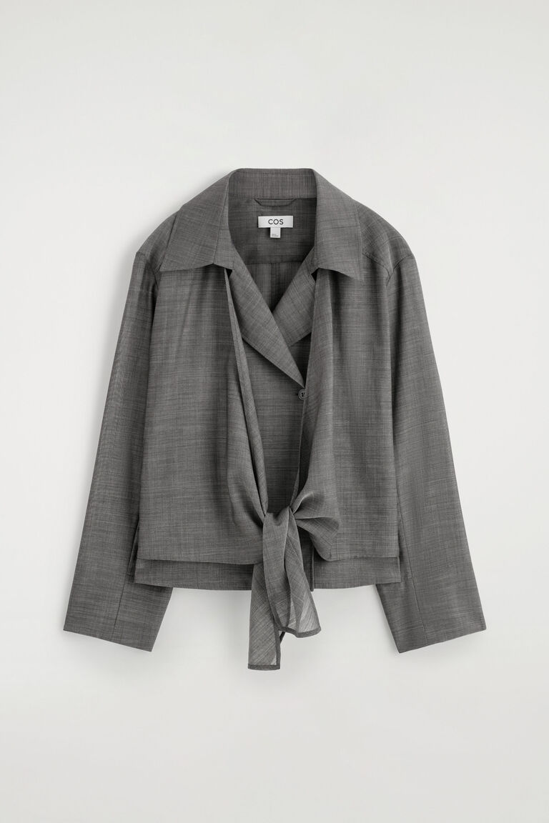TIE-FRONT WOOL-RAMIE SHIRT