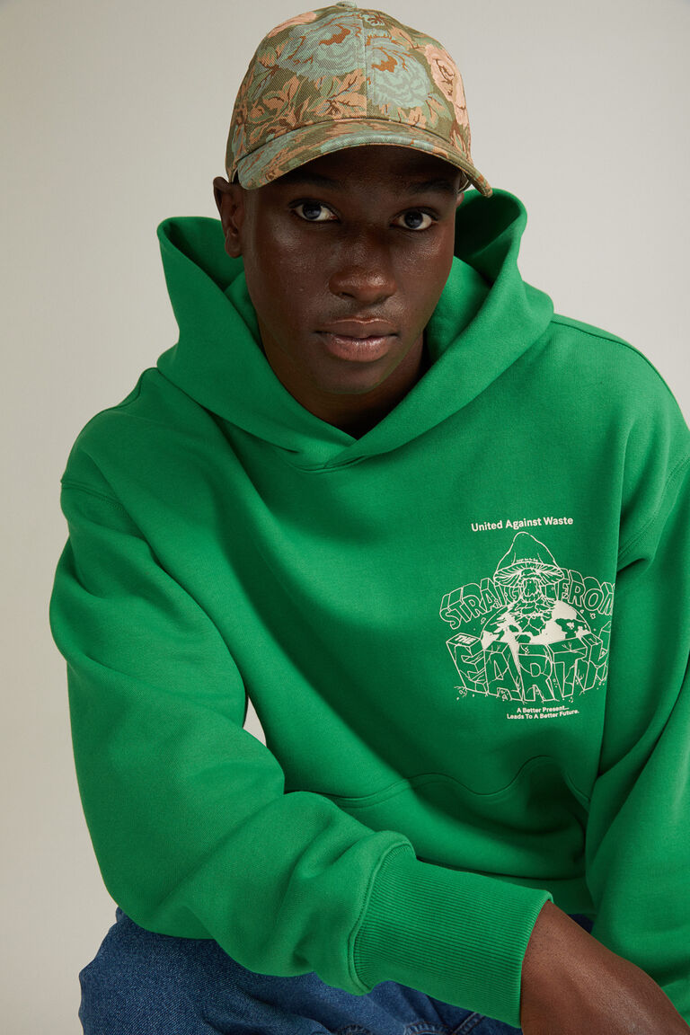 Printed cotton hoodie