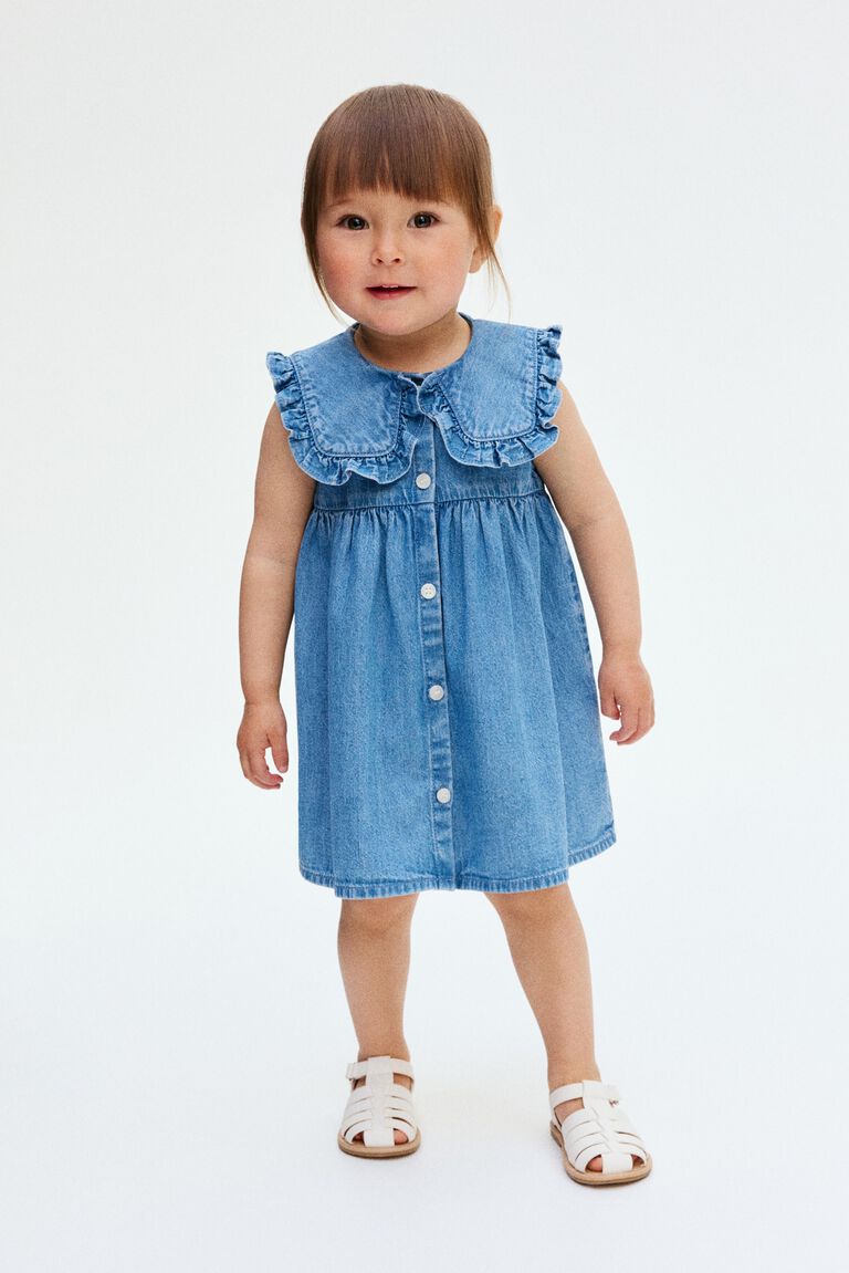 Sailor-collared denim dress