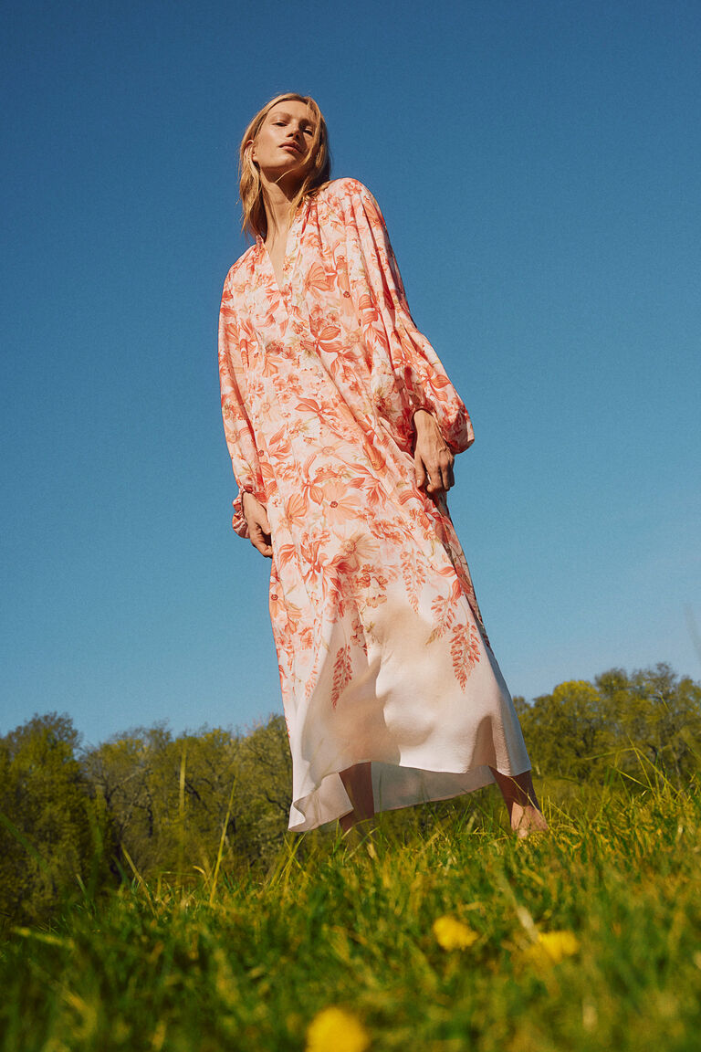 Balloon-sleeved maxi dress