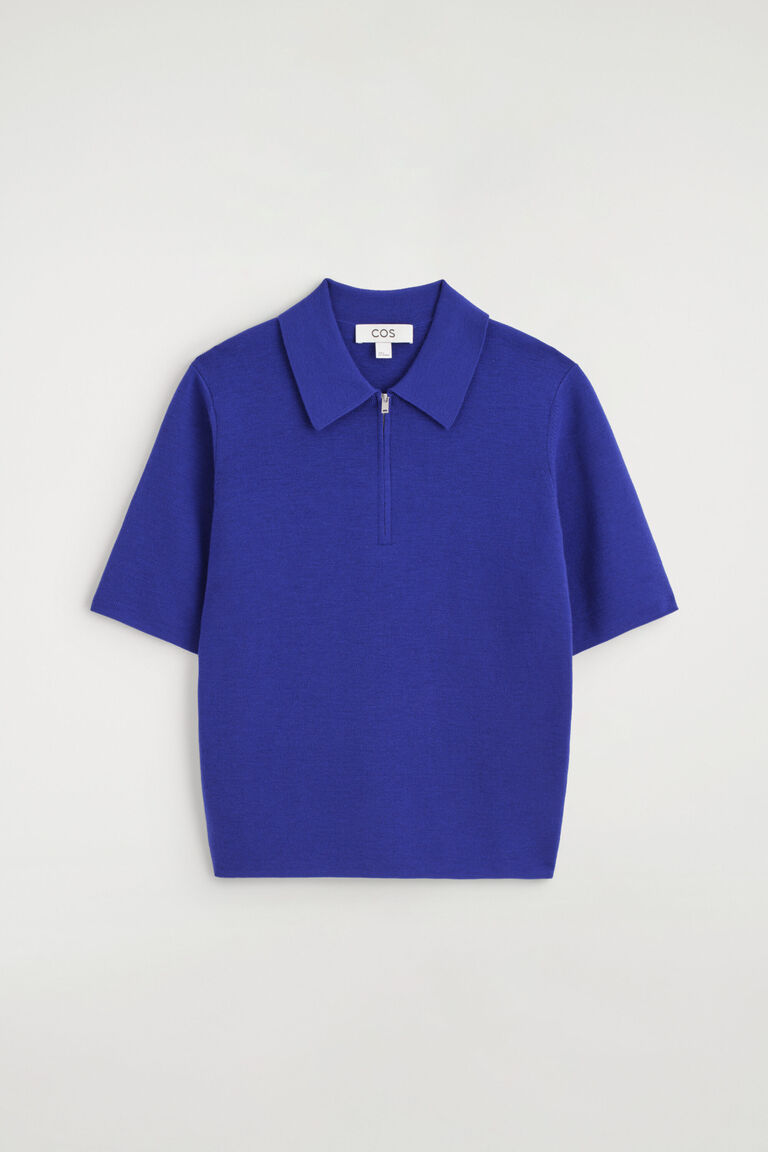 MERINO WOOL ZIP-UP POLO SHIRT