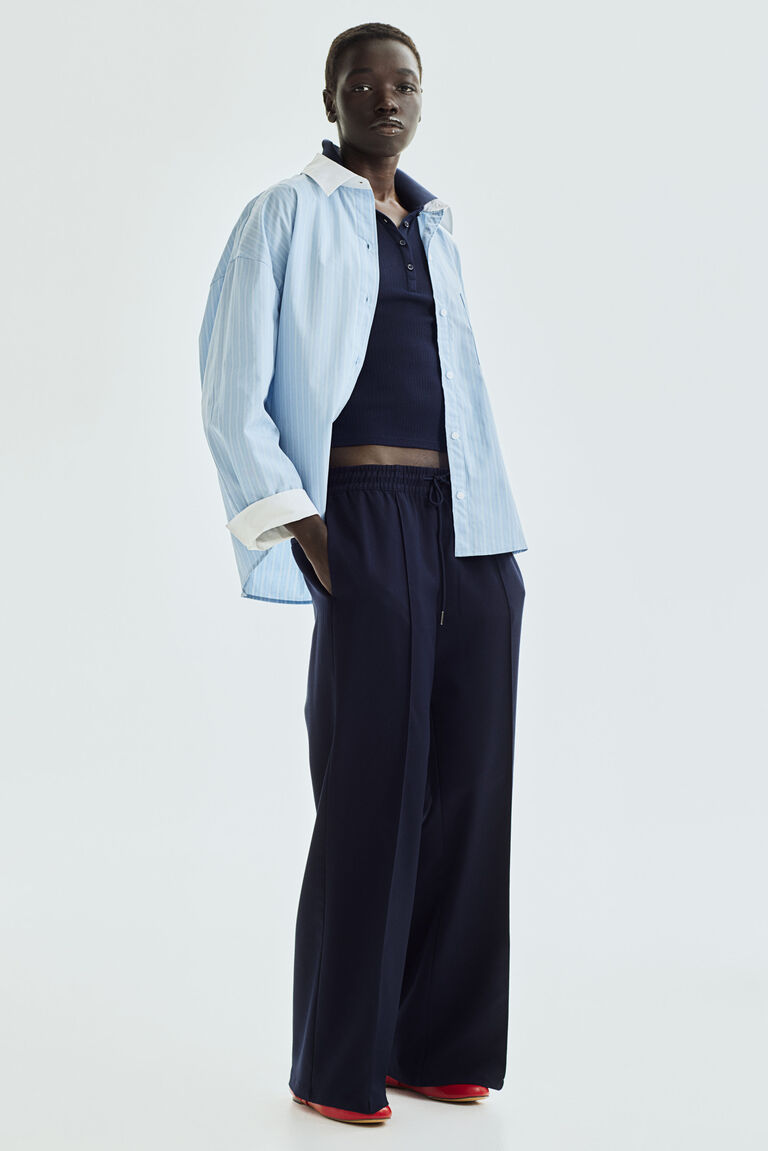 Crease-leg drawstring trousers