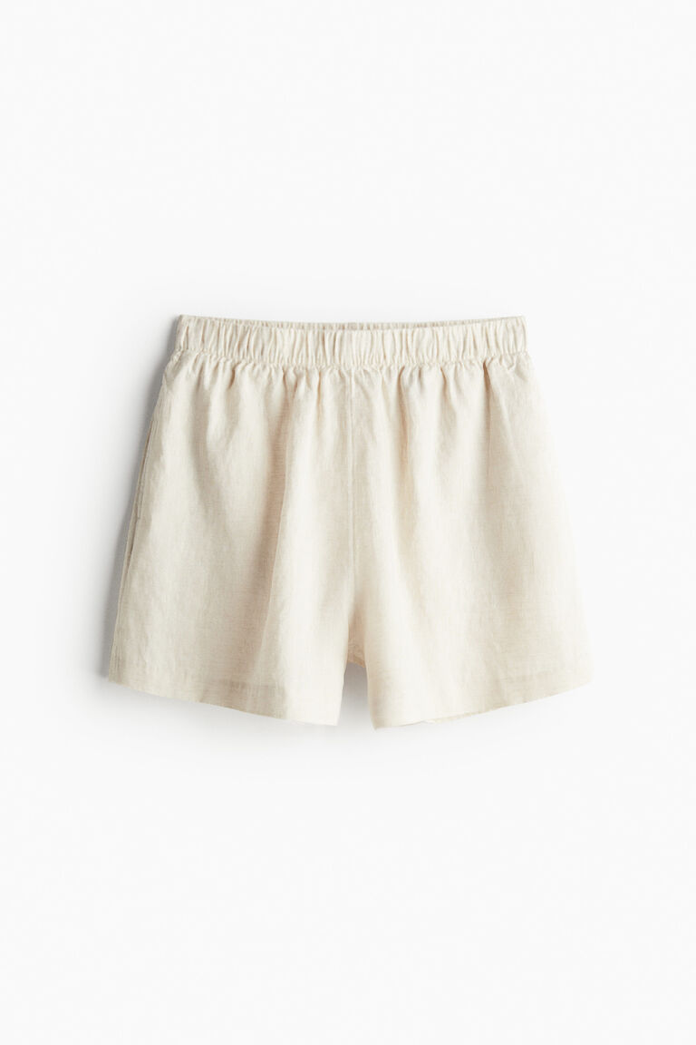 Pull-on linen shorts