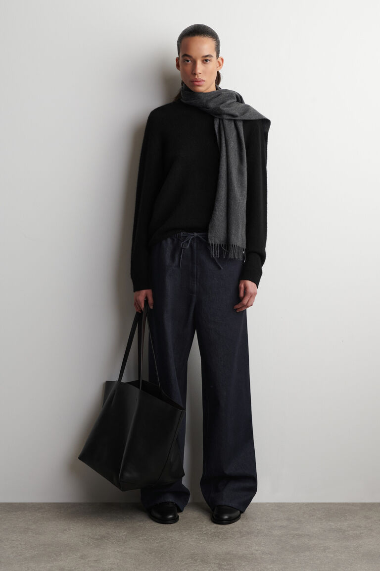 DRAWSTRING DENIM TROUSERS