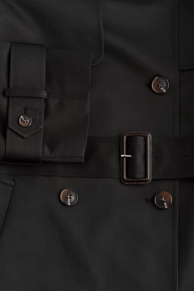 Double-breasted twill trench coat