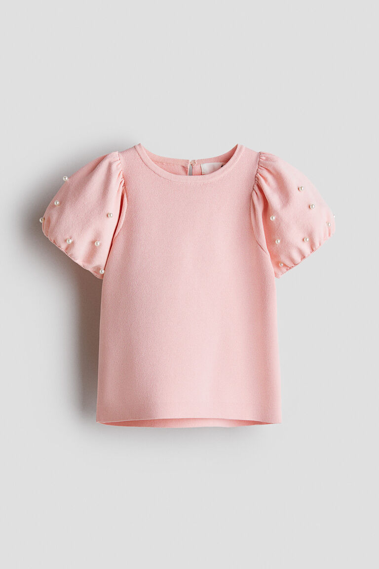 Bead-detail fine-knit top