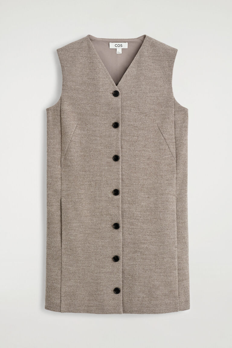 MERINO WOOL BUTTONED SHIFT MINI DRESS