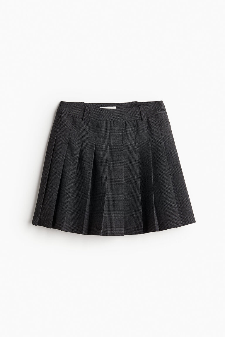 H&m Pleated Denim Skirt English Pleated Mini Skirt