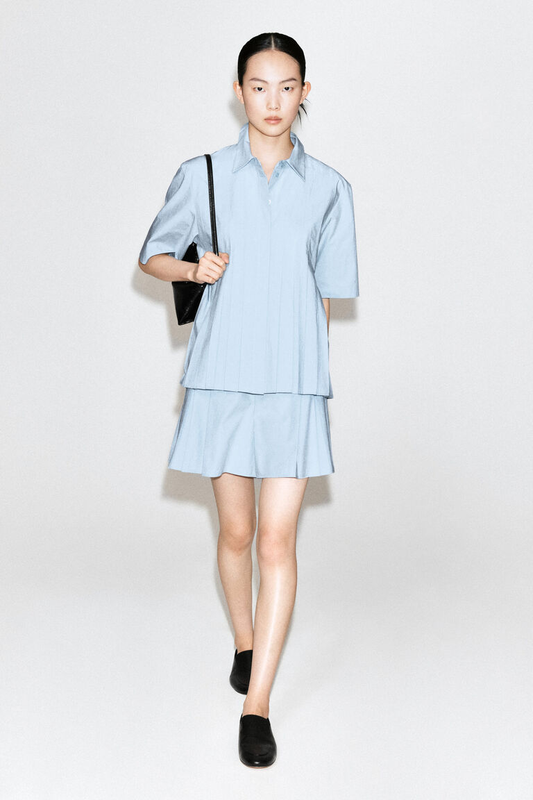 PLEATED COTTON SHIRT