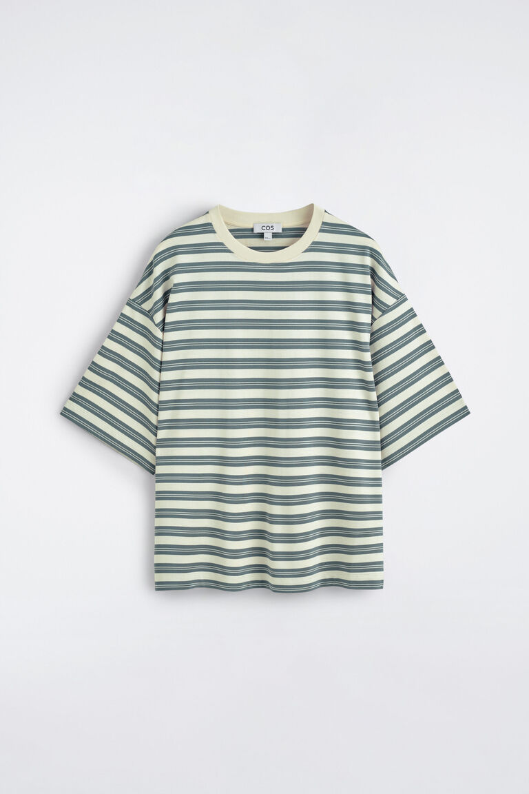 เสื้อยืดผ้าฝ้ายลายทางทรงโอเวอร์ไซส์