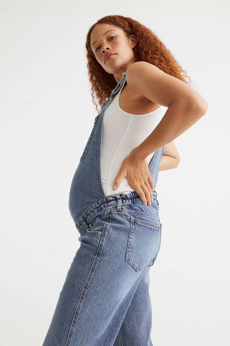 Denim Dungarees - Ecru