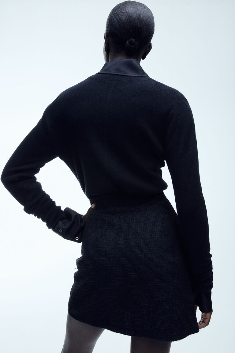 front button zip skirt