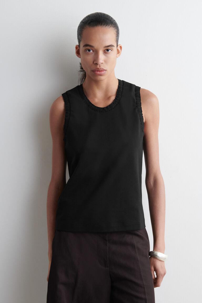 GATHERED COTTON TANK TOP