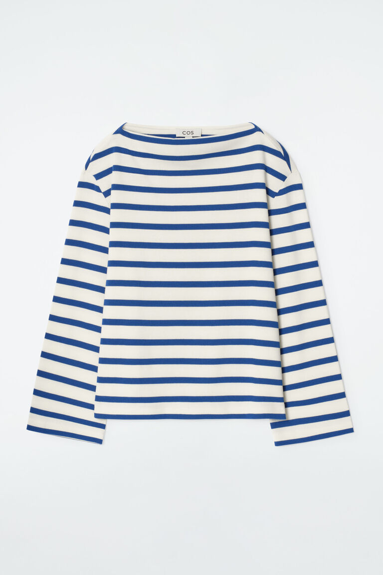 STRIPED BOAT-NECK TOP