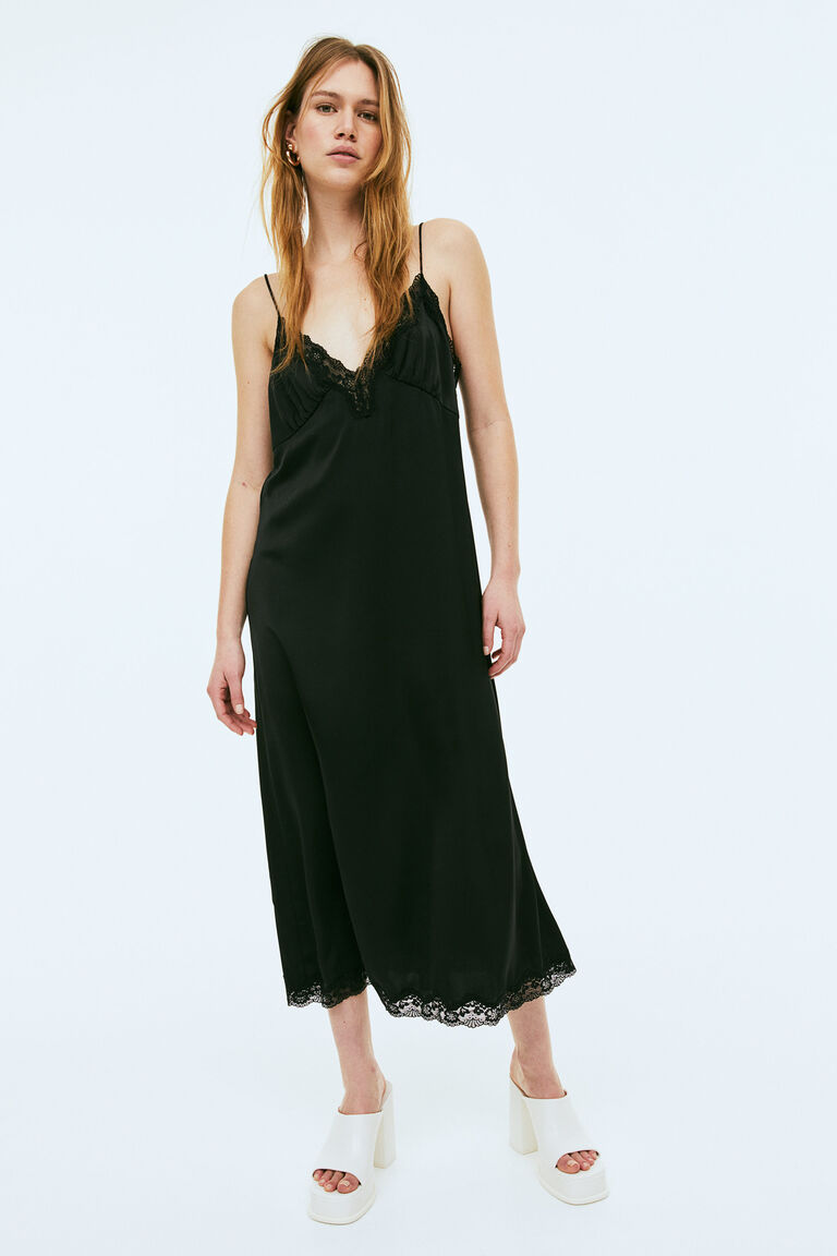 Lacetrimmed slip dress