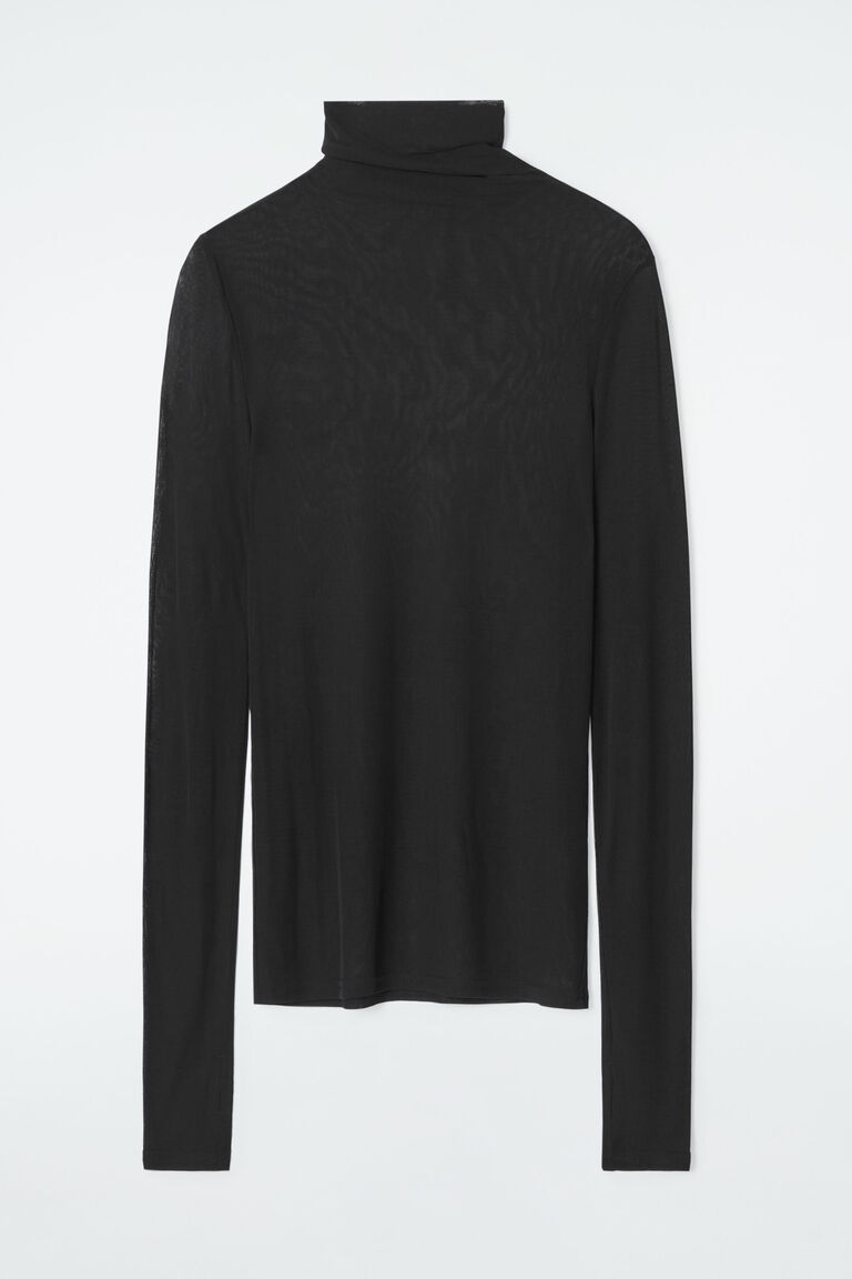 SLIM SILK TURTLENECK TOP