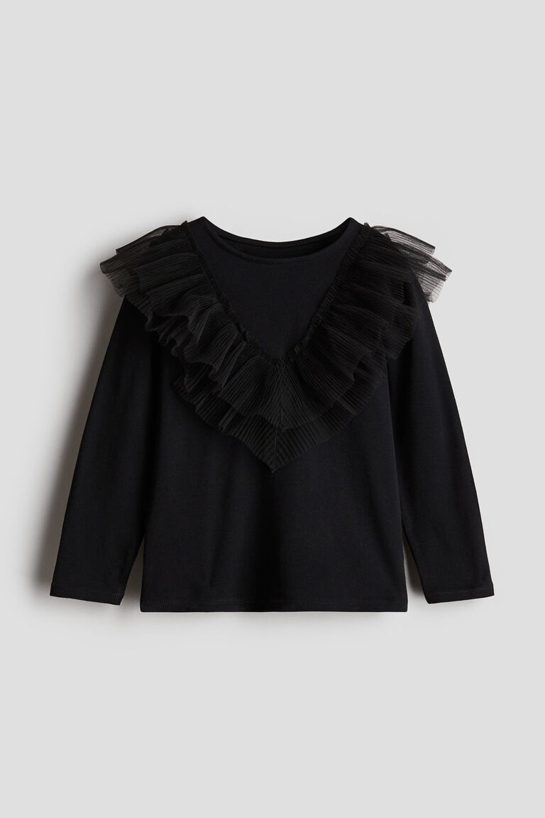 Flounce-trimmed cotton top