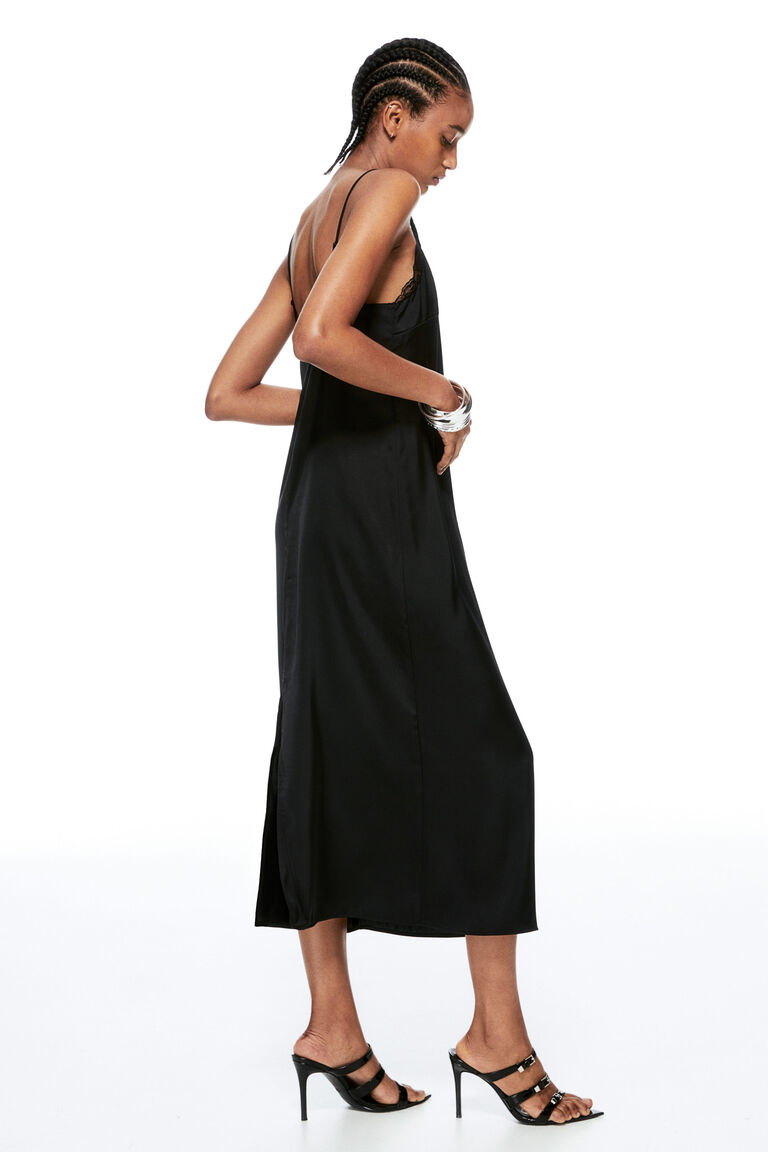 Lace-trimmed slip dress