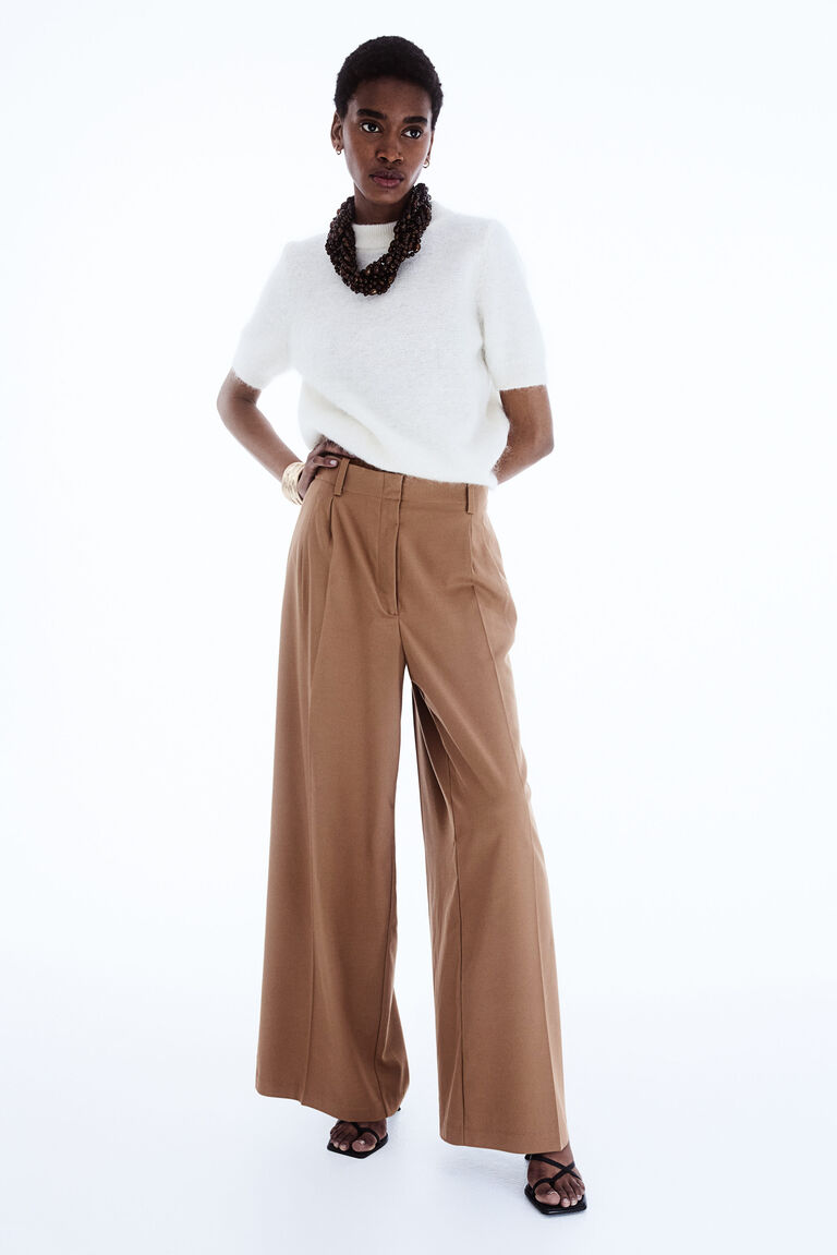 Wide twill trousers