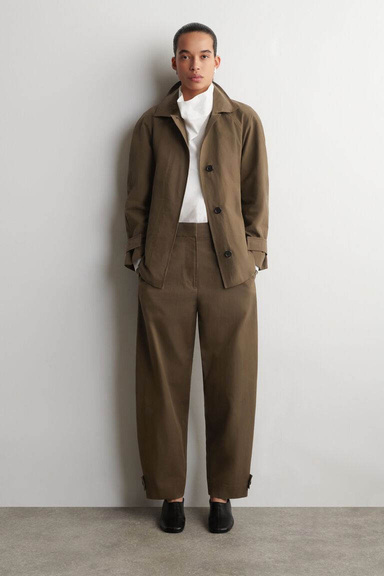 BARREL-LEG COTTON UTILITY TROUSERS