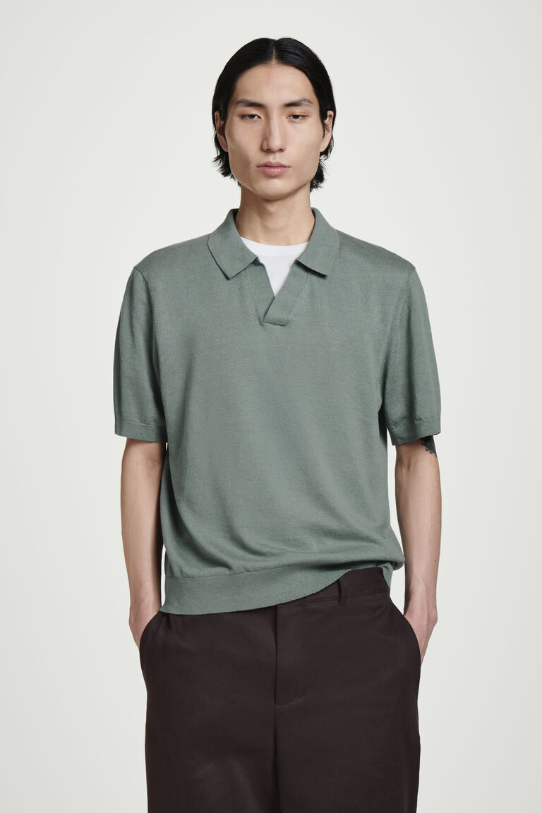 KNITTED LINEN POLO SHIRT