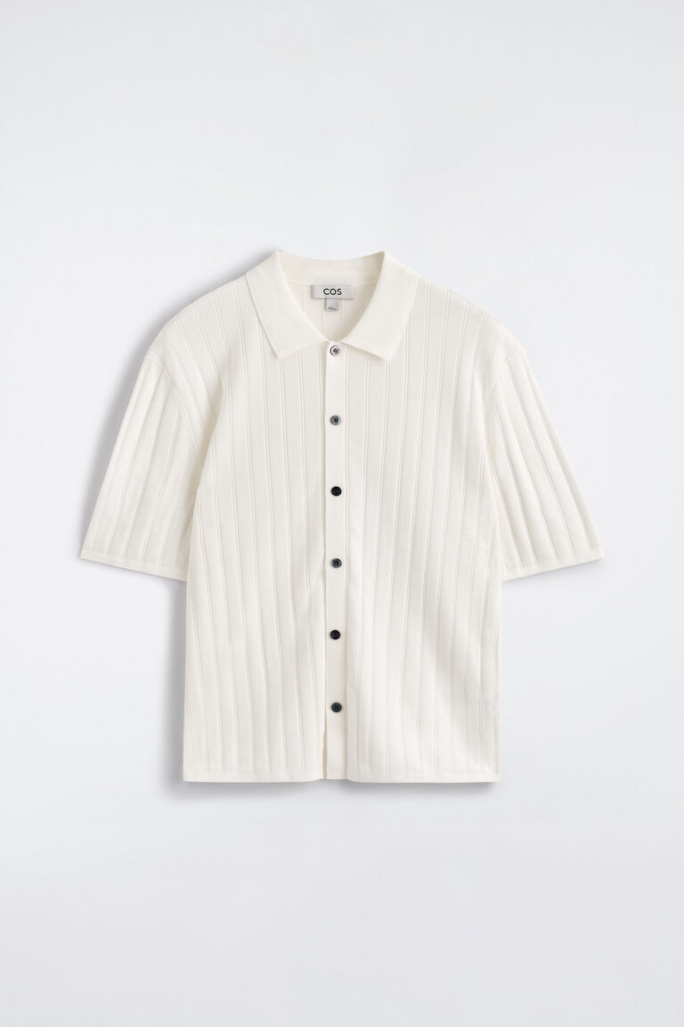 RIBBED-KNIT COTTON POLO SHIRT
