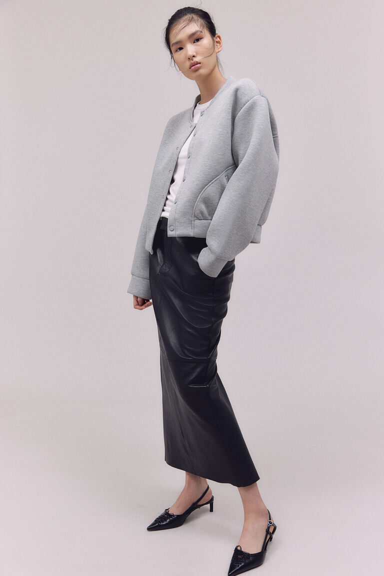 Oversized jersey bomber jacket