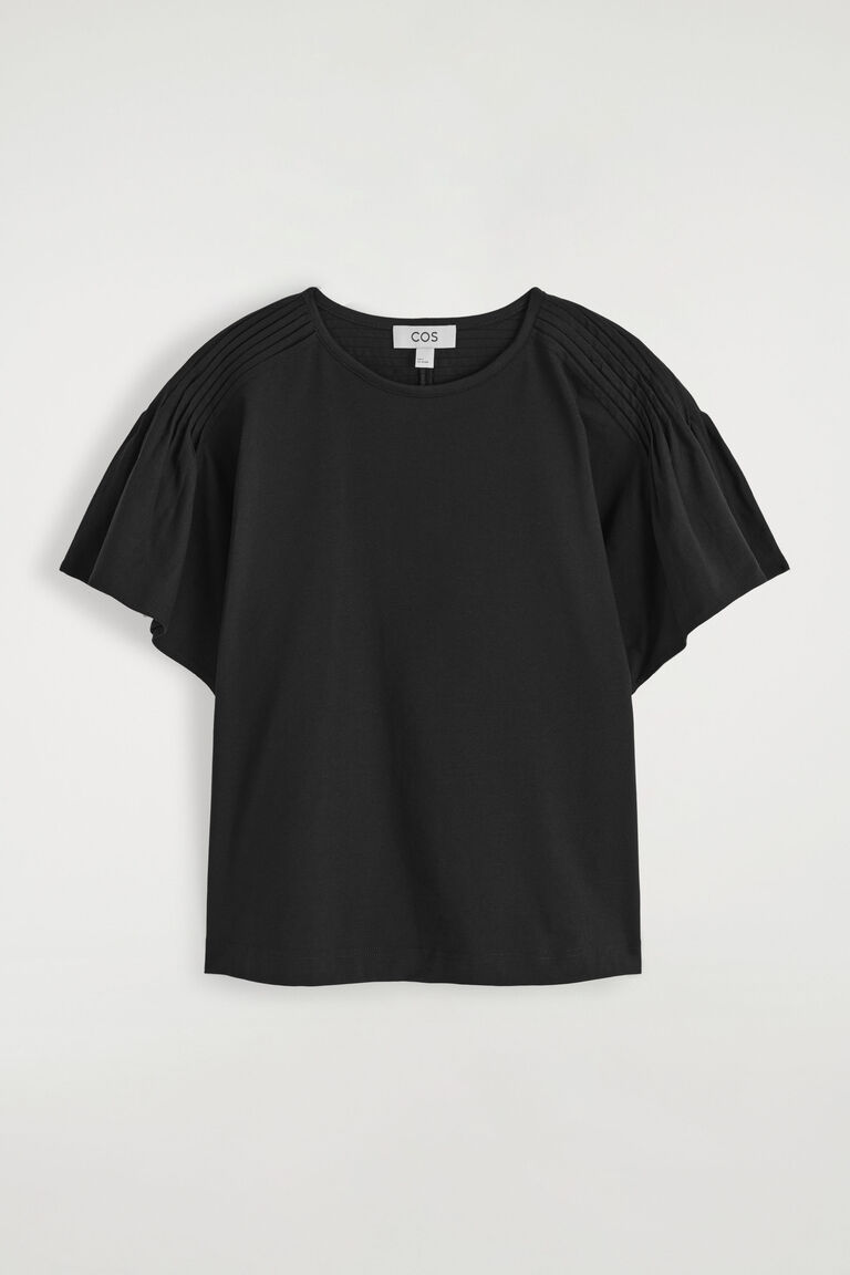 PLEATED-DETAIL COTTON T-SHIRT