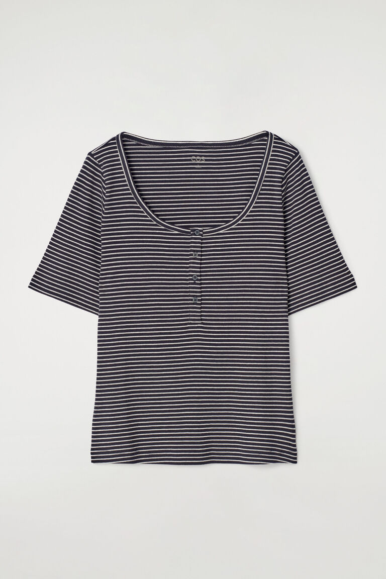 RIBBED HENLEY T-SHIRT