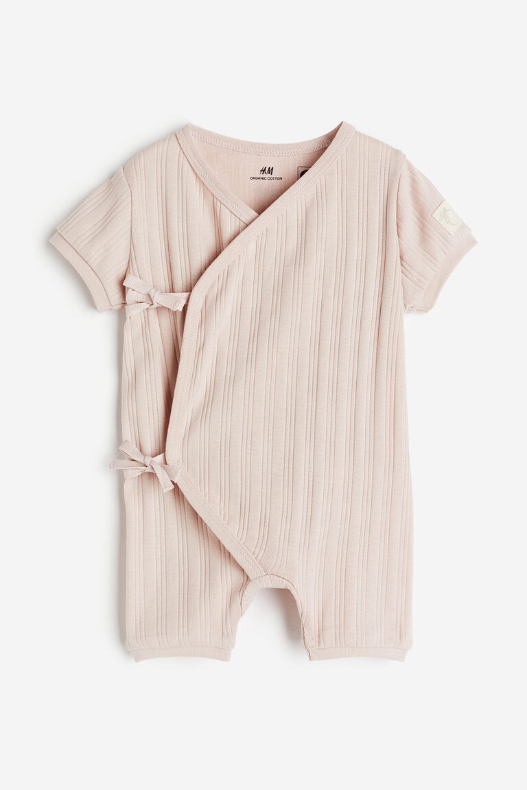 Wrapover cotton romper suit