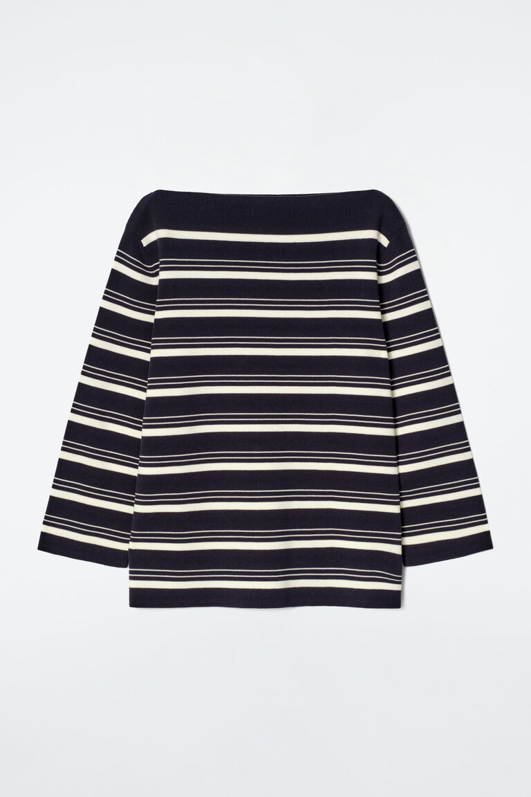 BOAT-NECK STRIPED COTTON JUMPER