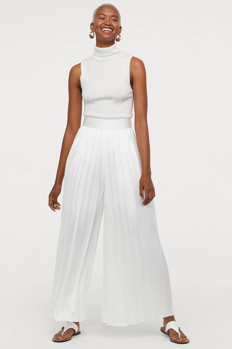 pleated satin dress h&m